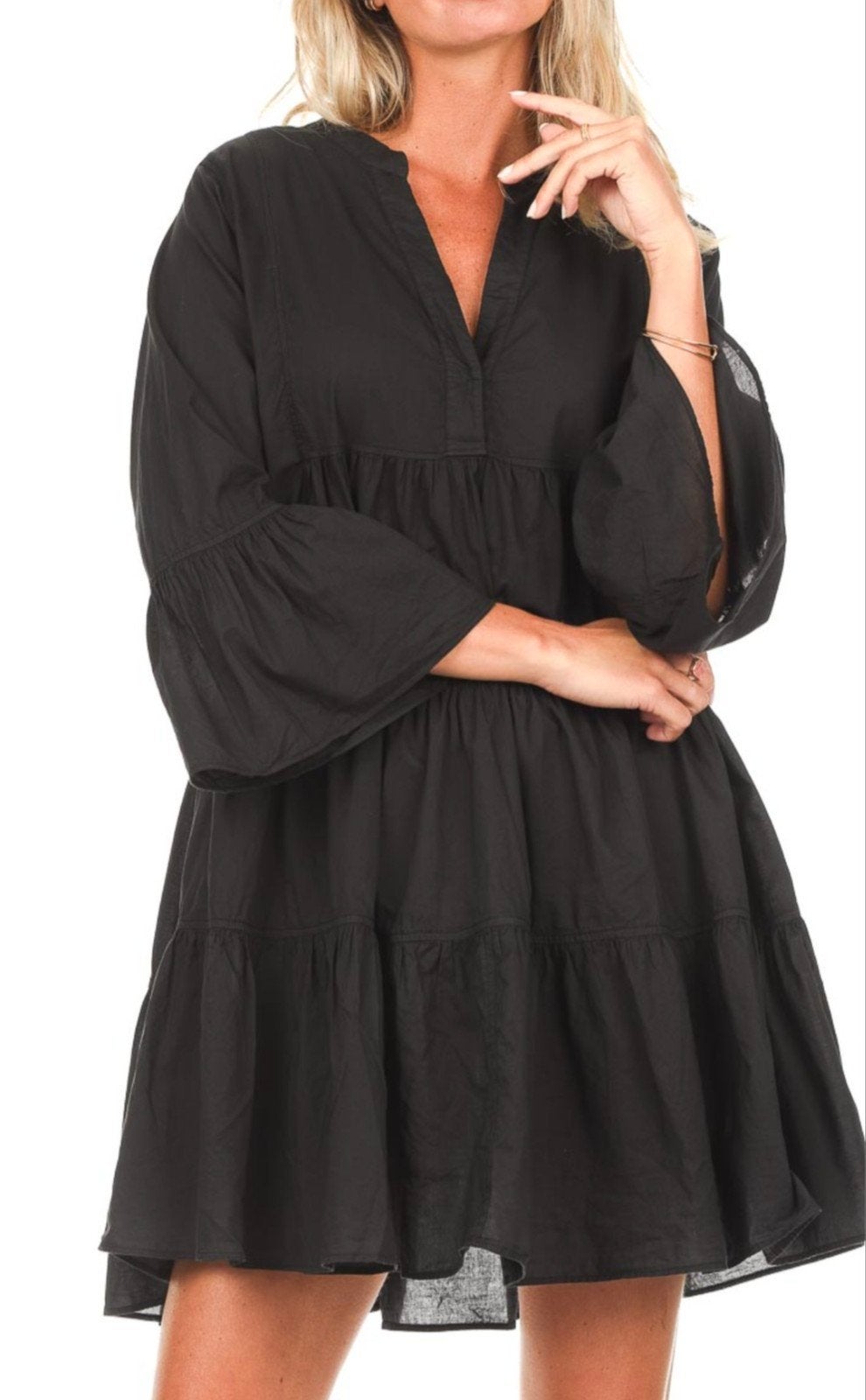 Devotion jurk zwart M valt ruim dress devotion hague, Kleding | Dames, Ophalen of Verzenden, Zo goed als nieuw, Zwart, Onder de knie