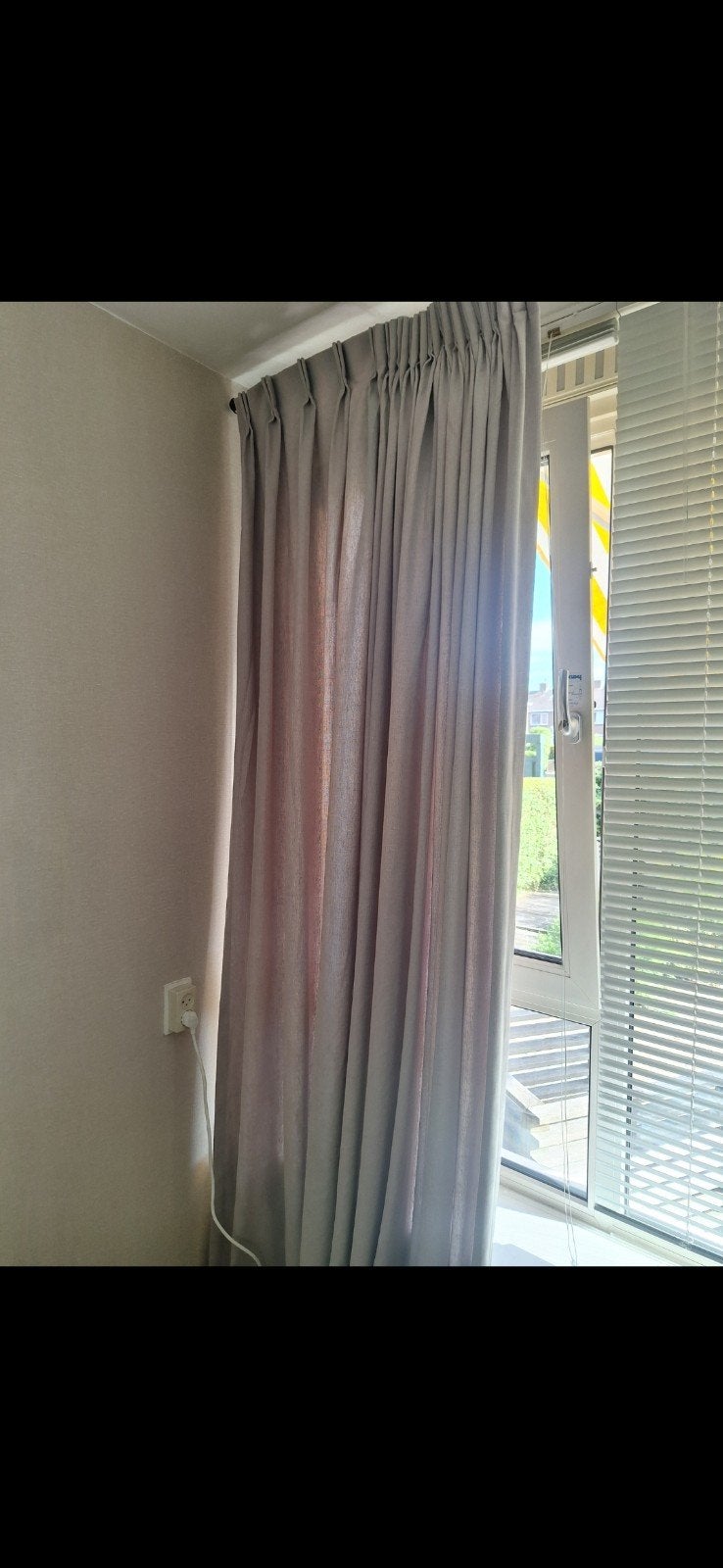 Hema gordijnen grijs llinnen/katoen, Huis en Inrichting, Stoffering | Gordijnen en Lamellen, Plooiafwerking, Grijs, Ophalen of Verzenden