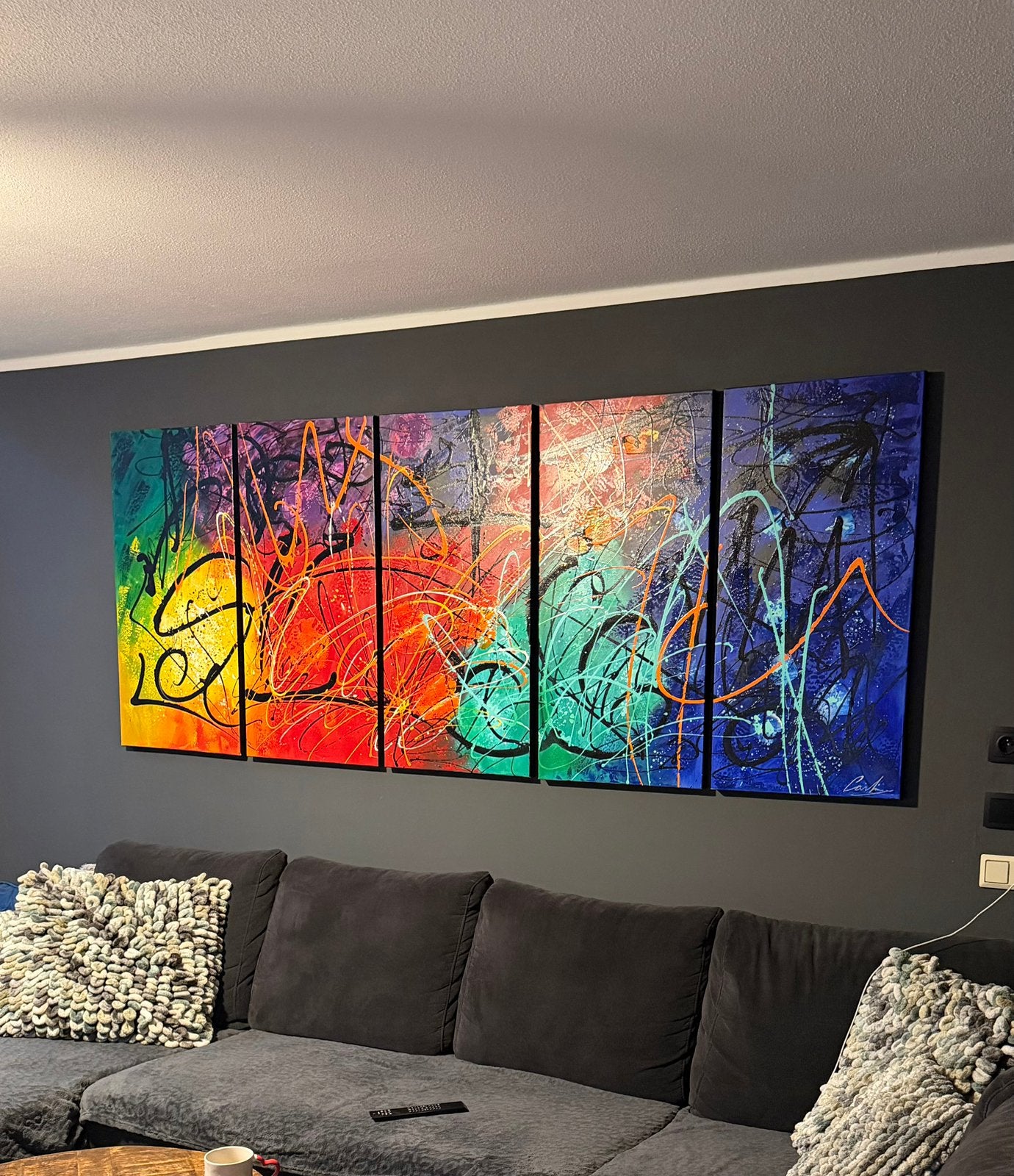 Abstract schilderij, Ophalen
