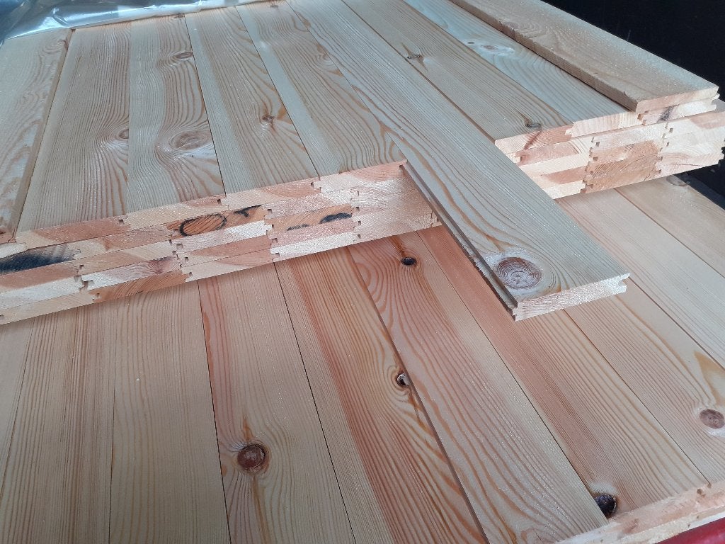 Partij 38m2 Grenen vloerdelen-dakbeschot L450-540 cm, Tuin en Terras, Ophalen of Verzenden, Nieuw, 250 cm of meer, Planken