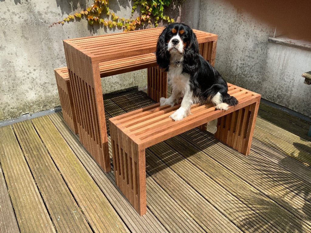 Nieuwe tuinset in afzelia, Ophalen, 4 zitplaatsen, Nieuw, Bank