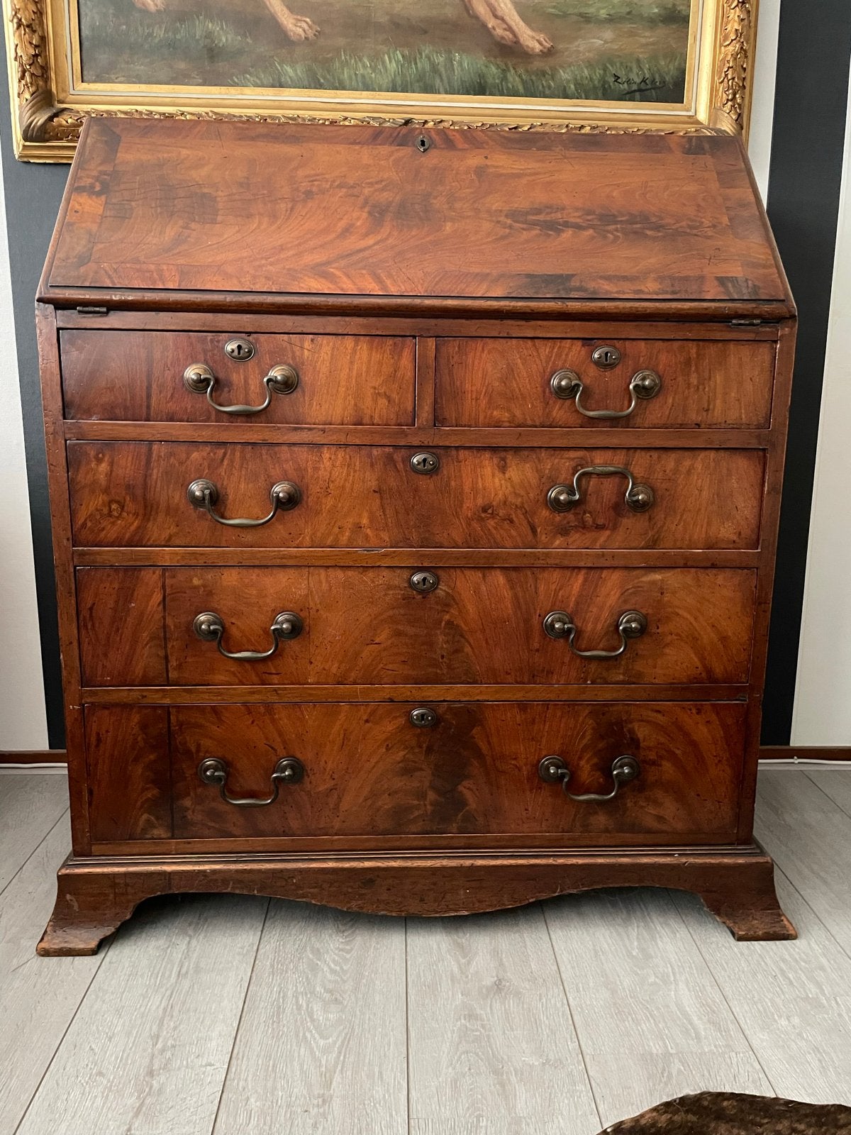 Antieke Secretaire met Lades - Klassiek Houten Bureau, Ophalen, Gebruikt
