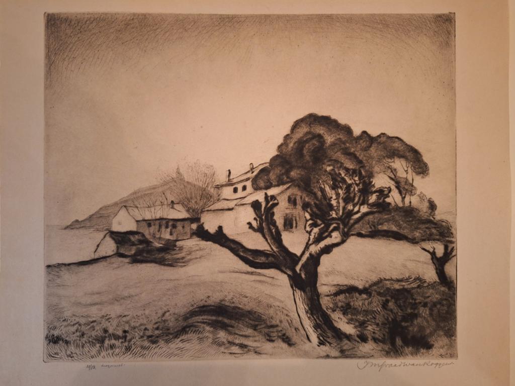 Ets van Graad van Roggen, oplage 12 stuks, Antiek en Kunst, Kunst | Etsen en Gravures, Ets, Ophalen of Verzenden, Landschap, Origineel