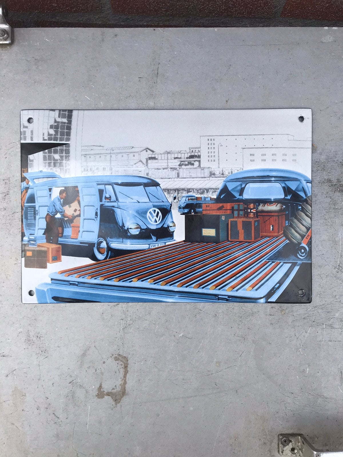 Volkswagen VW T1 emaille reclamebord, Ophalen of Verzenden, Zo goed als nieuw, Reclamebord