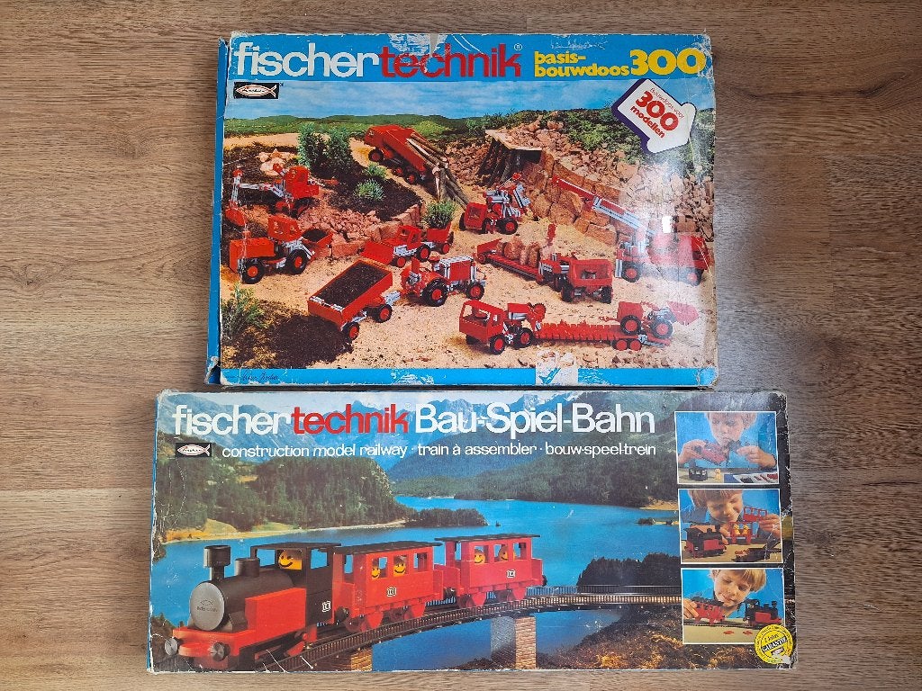 Fischer technik bouw-speel-trein + basis-bouwdoos 300, Ophalen of Verzenden, Gebruikt