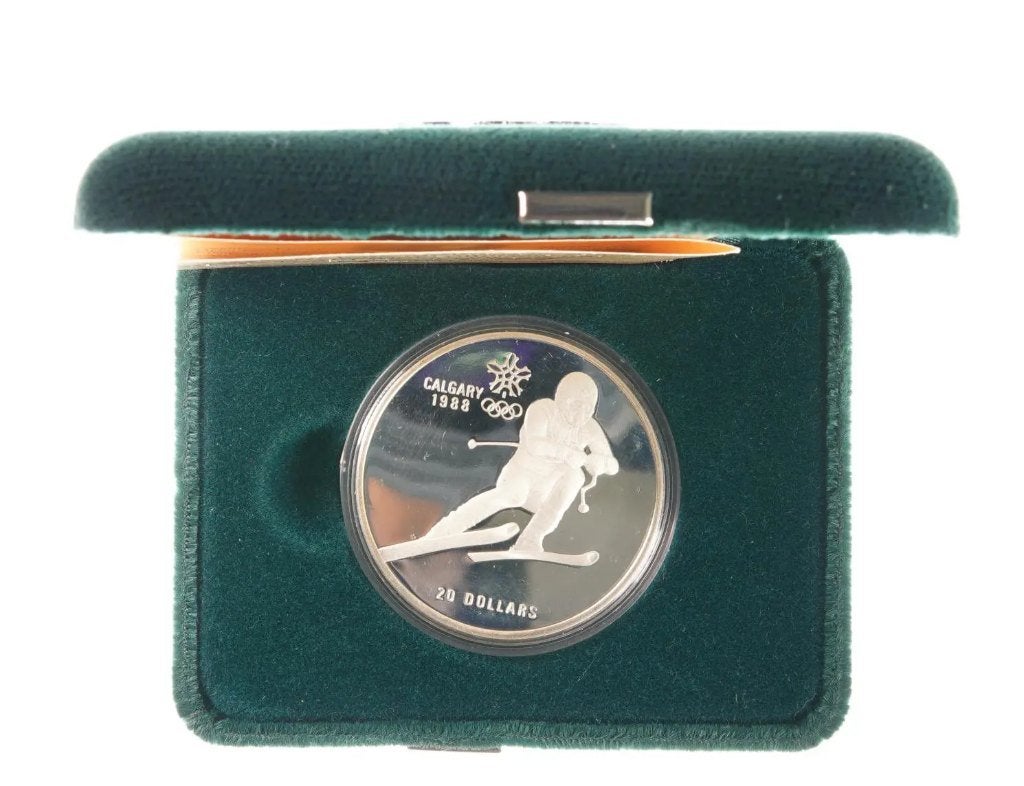 Canada 20 Dollar 1988 Zilver Olympische Spelen in cassette, Ophalen of Verzenden, Noord-Amerika, Setje, Zilver
