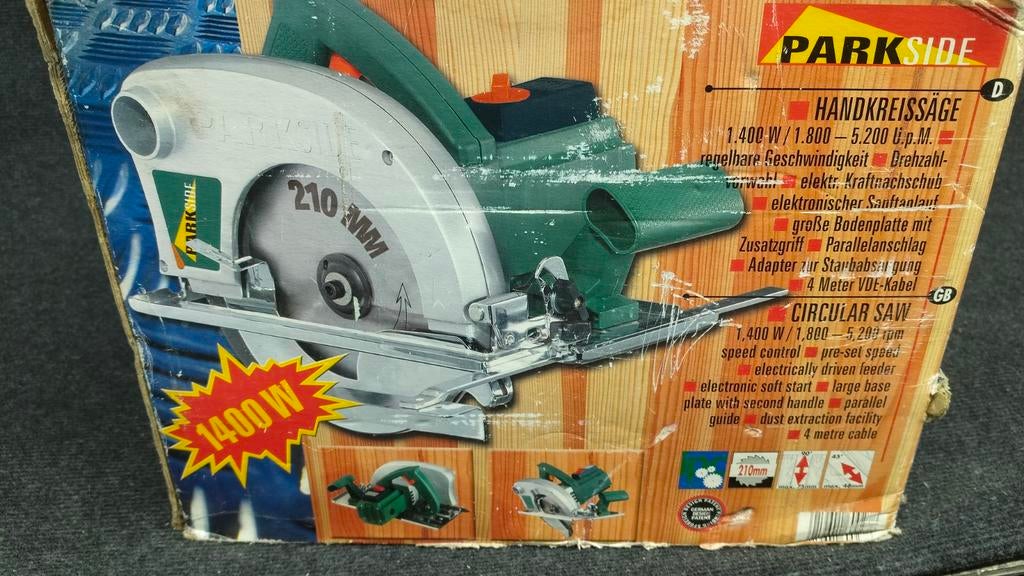 Parkside Hand Cirkelzaag 1400W - Krachtig en Betrouwbaar, Gebruikt, Cirkelzaag, 70 mm of meer, Ophalen of Verzenden