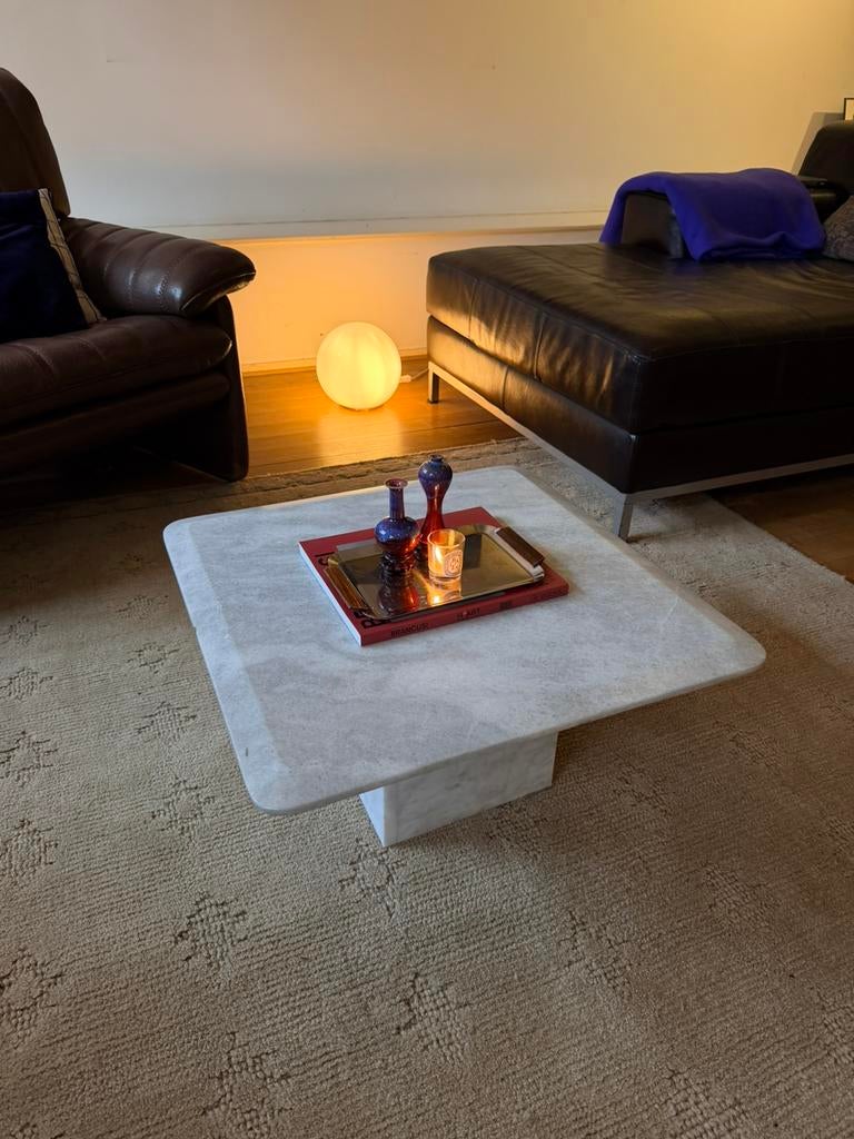 Carrara marmer bijzettafel, Minder dan 55 cm, Rond, Zo goed als nieuw, Ophalen