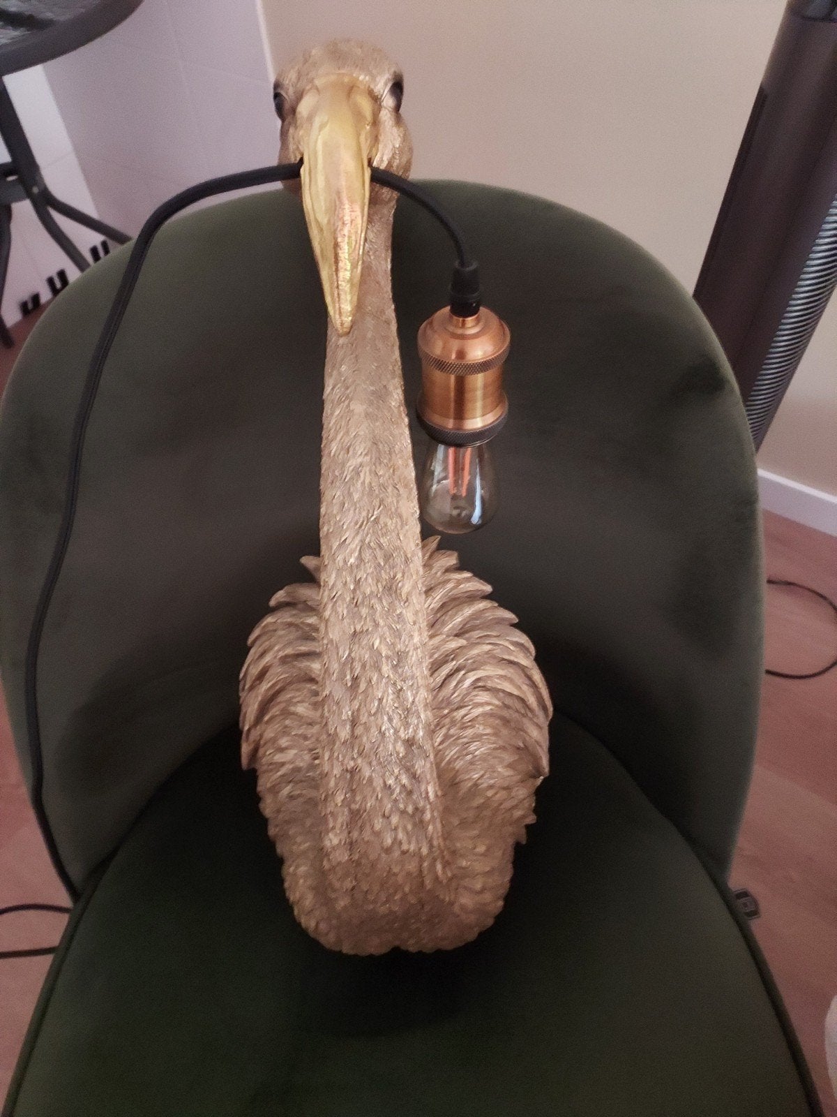 Wandlamp in de vorm van een flamingo., Ophalen, Overige materialen, Zo goed als nieuw, Goud