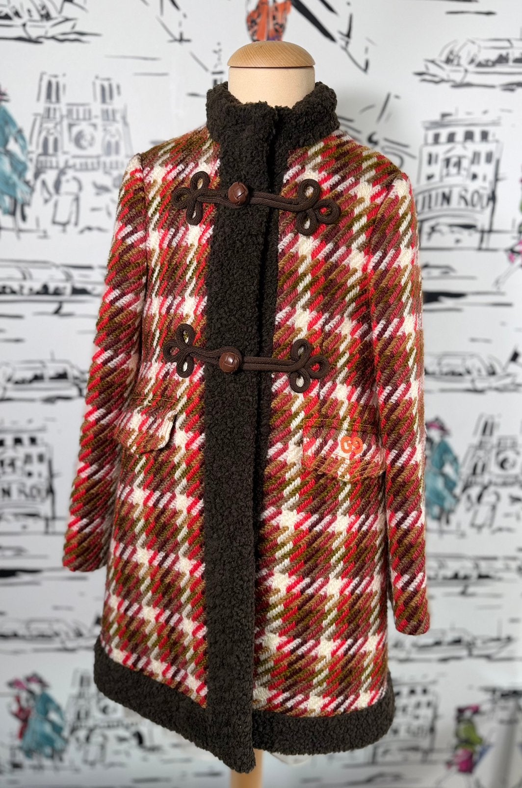 Gucci plaid winterjas met GG logo maat 8 (1.350 euro), Meisje, Gucci, Gucci, Jas