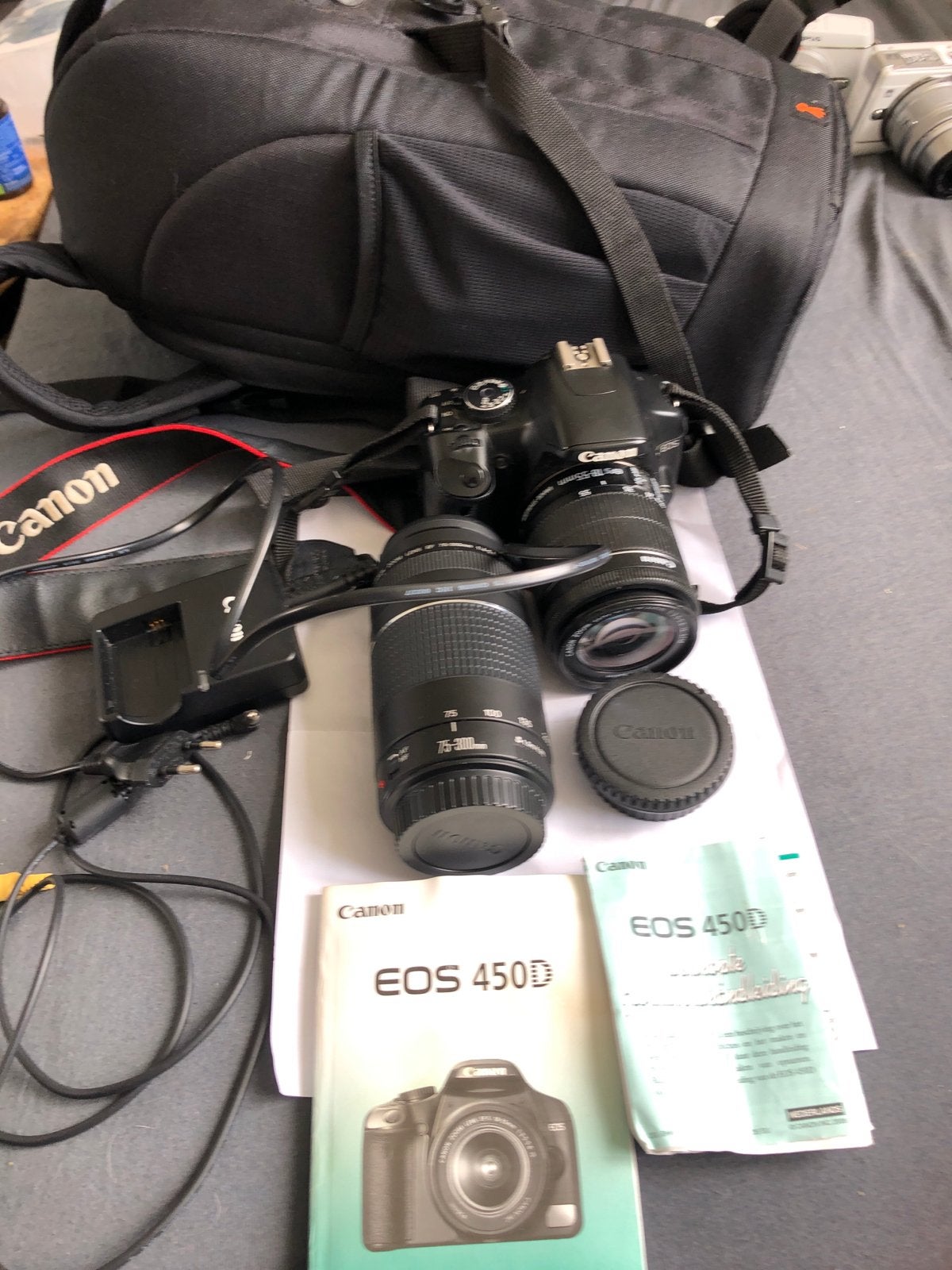 Canon EOS 450D Spiegelreflexcamera met 2 lenzen en tas, Audio, Tv en Foto, Fotocamera's Digitaal, Gebruikt, Spiegelreflex, Canon