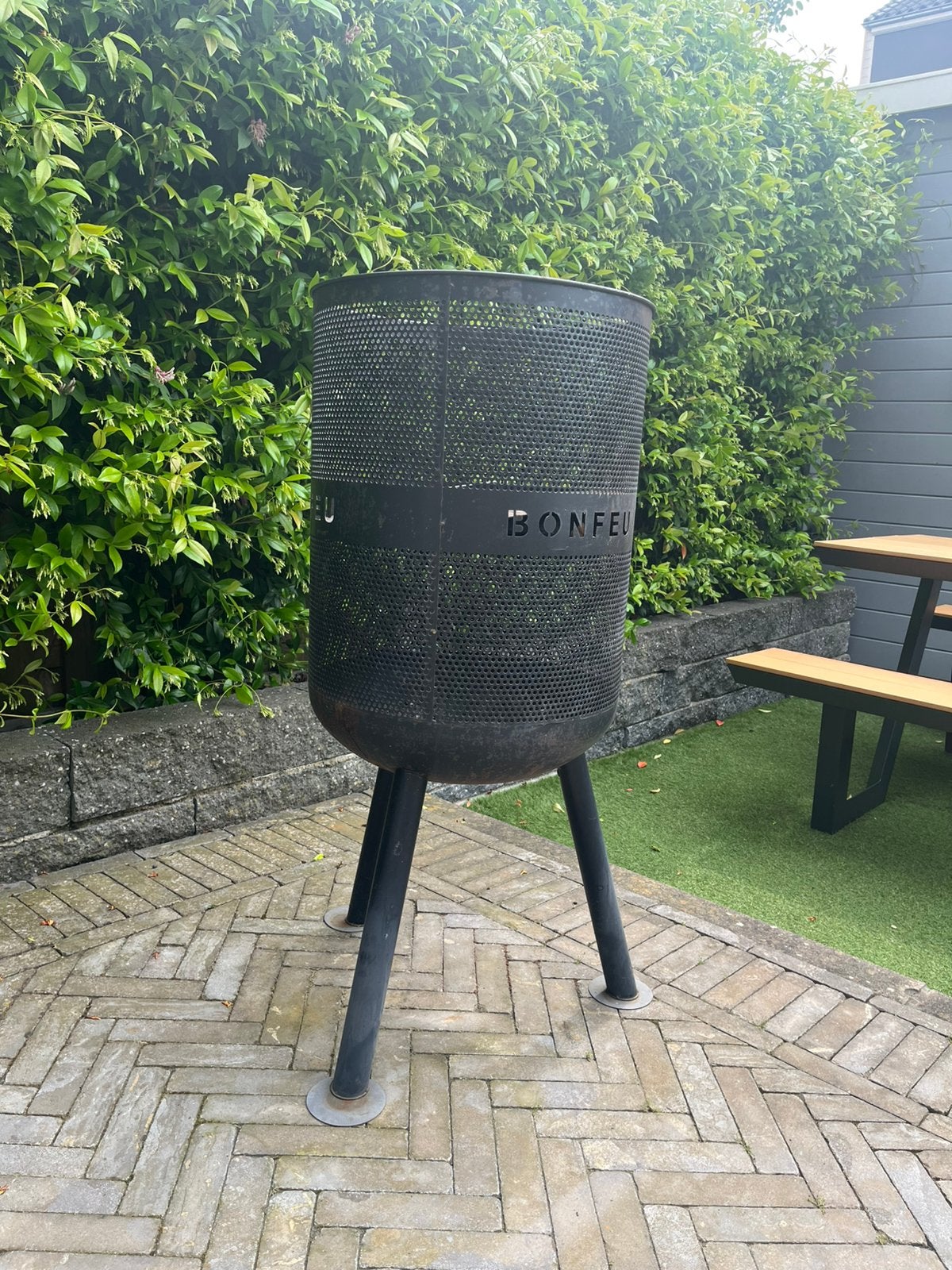 BonFeu BonVes 45 Zwart Vuurkorf met grillrooster, Tuin en Terras, Ophalen, Gebruikt, Vuurkorf