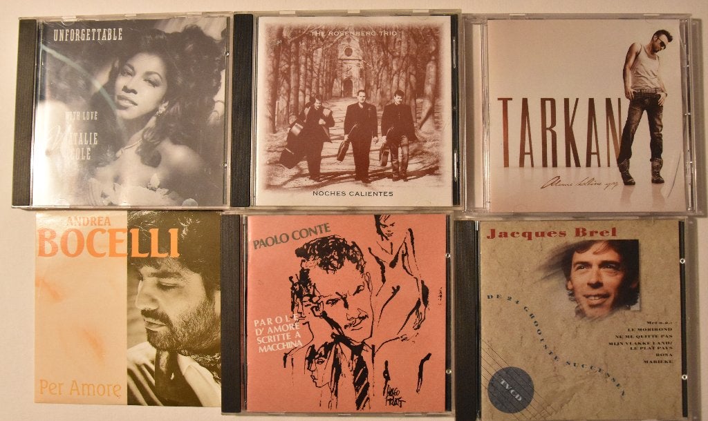 6 CD jazz blues Bocelli Brel Conte Tarkan Cole album muziek, Ophalen of Verzenden, Zo goed als nieuw, Overige genres