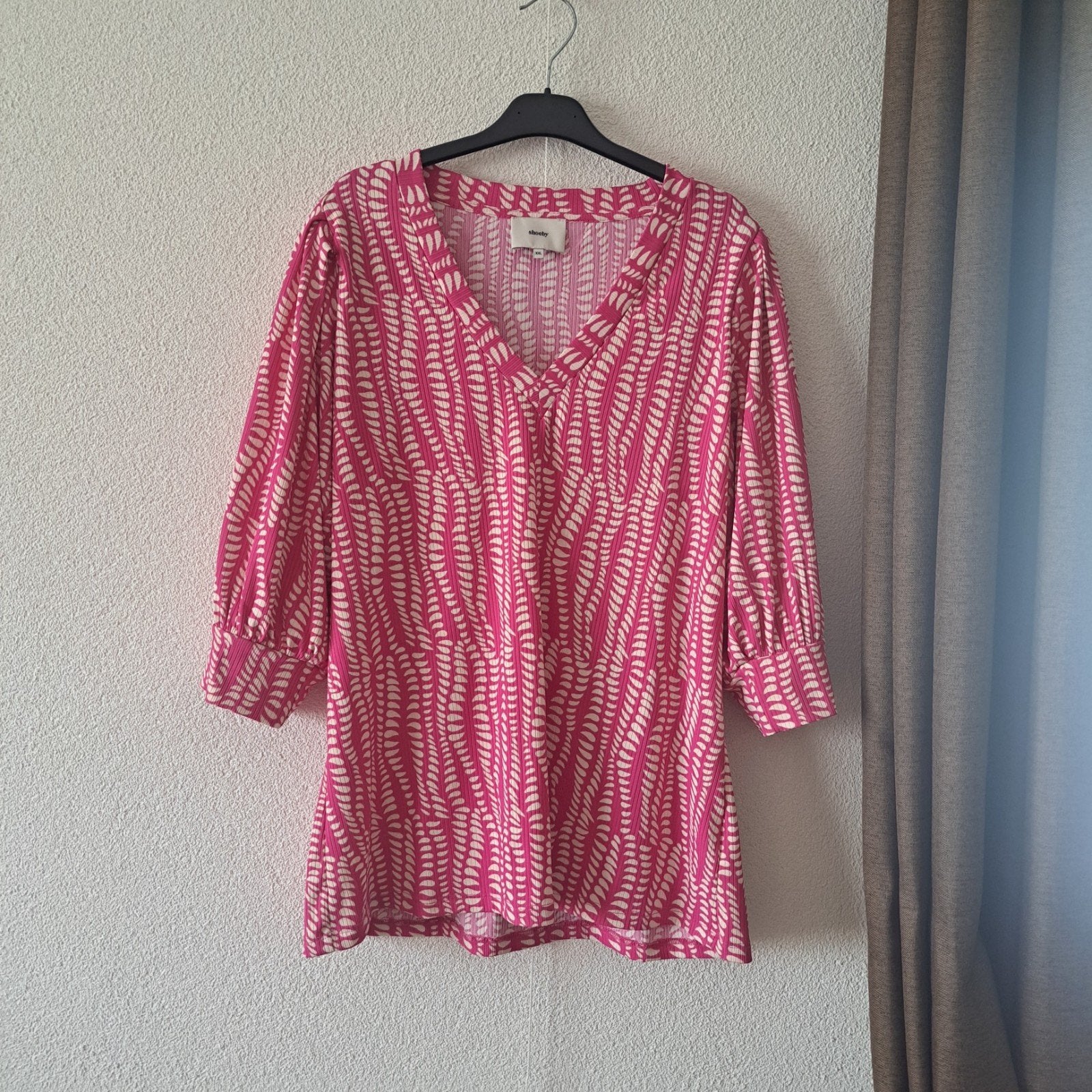Shoeby blouse top roze crème wit driekwart mouwen XXL, Verzenden, Maat 46/48 (XL) of groter, Zo goed als nieuw, Shoeby