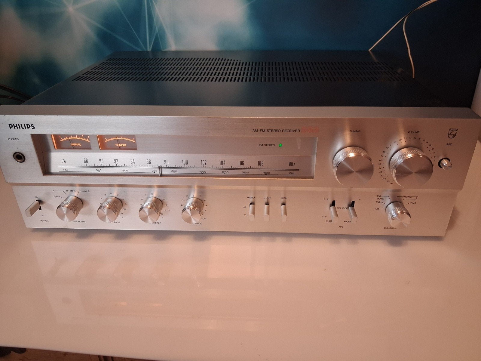 Philips AH 683 stereo versterker Zie omschrijving!!, Ophalen of Verzenden, Gebruikt, Stereo, Minder dan 60 watt