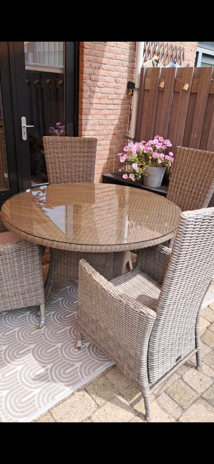 Wicker verstelbare tuinstoelen met kussens, Tuin en Terras, Tuinsets en Loungesets, Ophalen, Gebruikt, Wicker