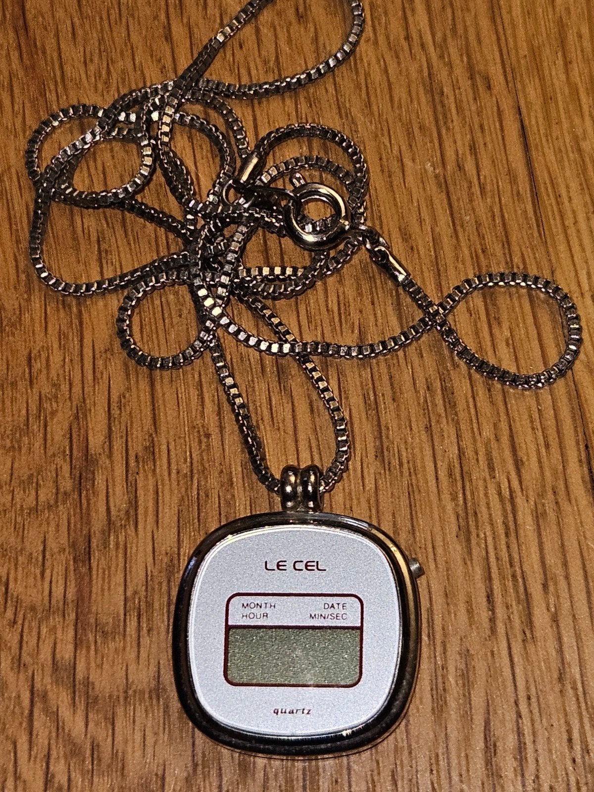 Vintage Le Cel Quartz Zakhorloge met Ketting, Ophalen of Verzenden, Gebruikt, Staal, Overige merken
