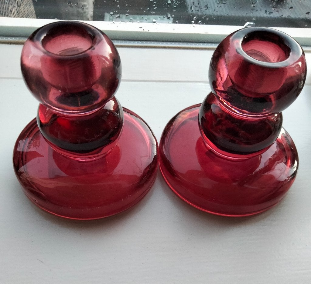Kandelaars, Ophalen of Verzenden, Kandelaar, Rood, Glas