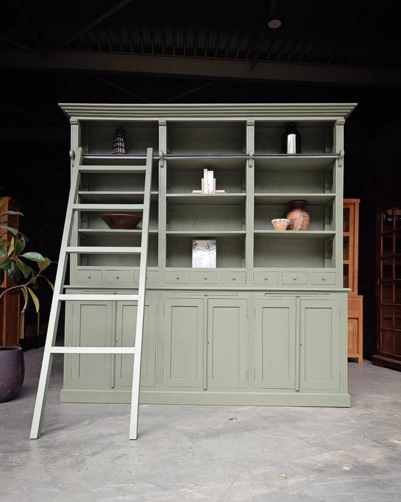 Groene Boekenkast | Winkelkast | Bibliotheekkast #1955, Niet ingevuld, Met deur(en), Niet ingevuld, Ophalen of Verzenden