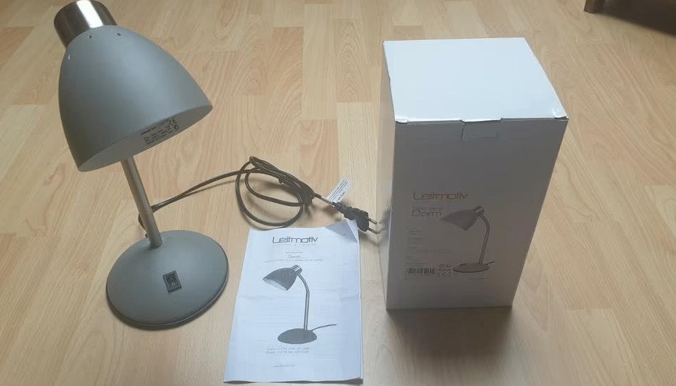 Leitmotiv - Leuke grijze bureaulamp met doos, Ophalen of Verzenden, Zo goed als nieuw, Metaal, Modern