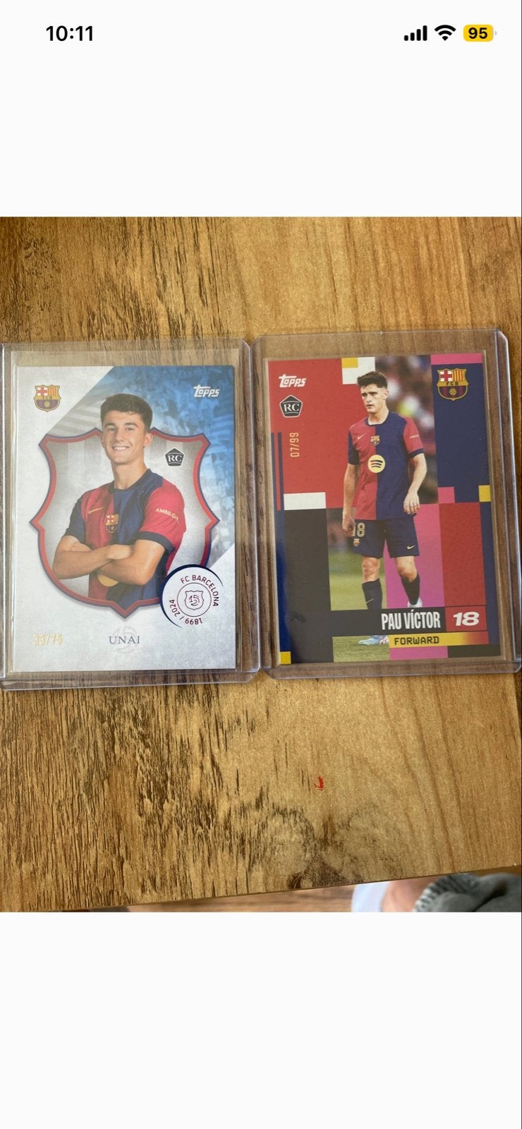 Topps FC Barcelona Unai & Pau Victor Rookie Kaarten, Ophalen of Verzenden, Zo goed als nieuw, Buitenlandse clubs, Spelerskaart