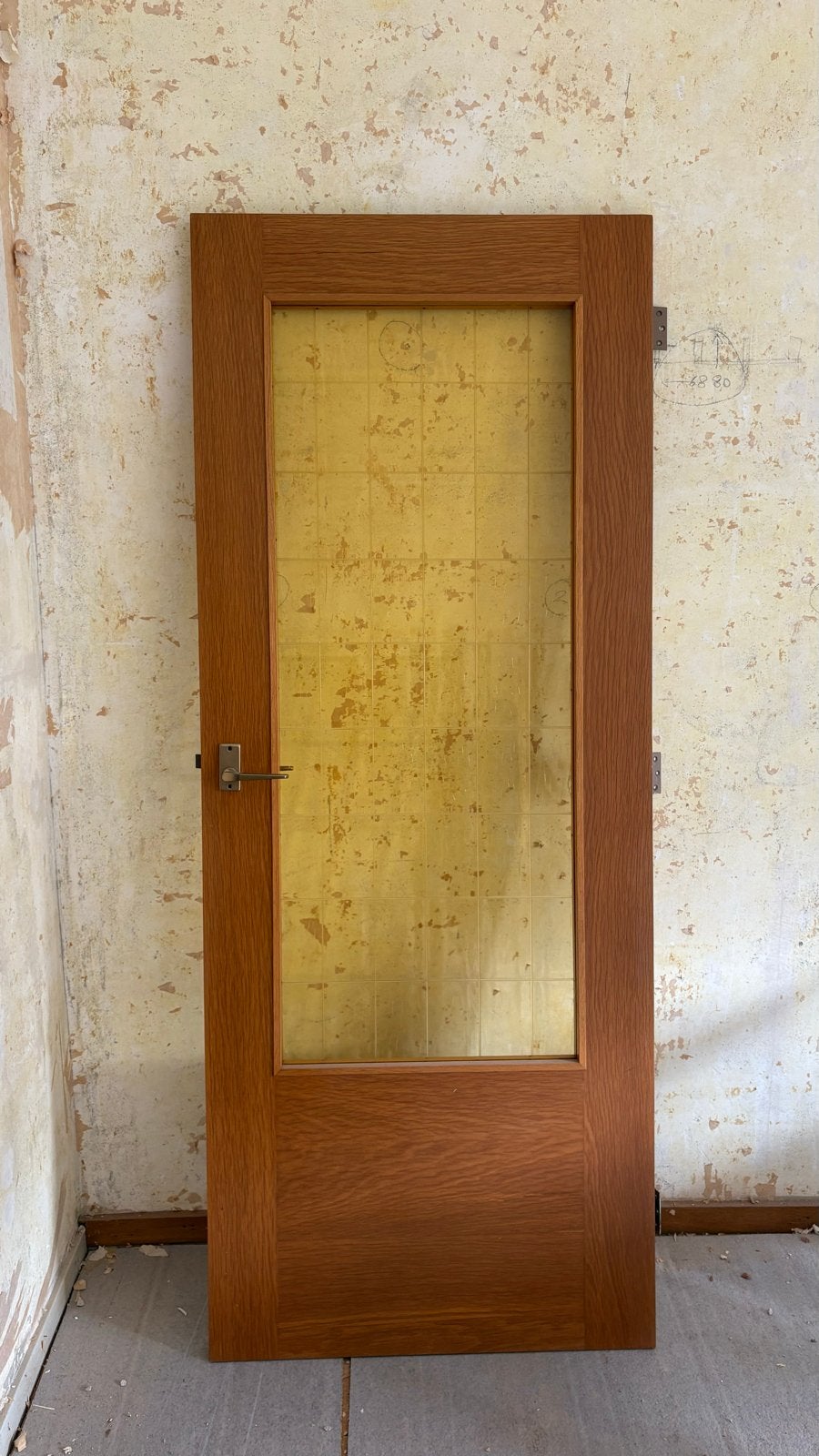 Oude stompedeur met glas, 80x200 cm, Doe-het-zelf en Verbouw, Deuren en Horren, Ophalen, Gebruikt, 80 tot 100 cm, Binnendeur