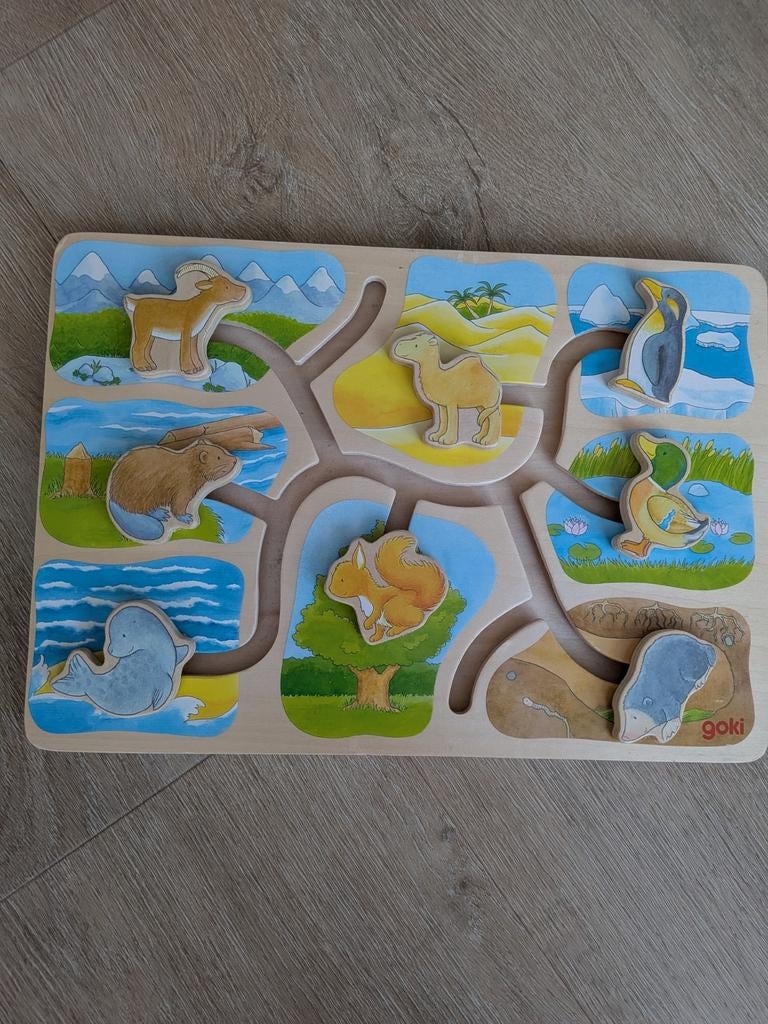 Goki schuifpuzzel met dieren, Ophalen, Zo goed als nieuw, Puzzelen