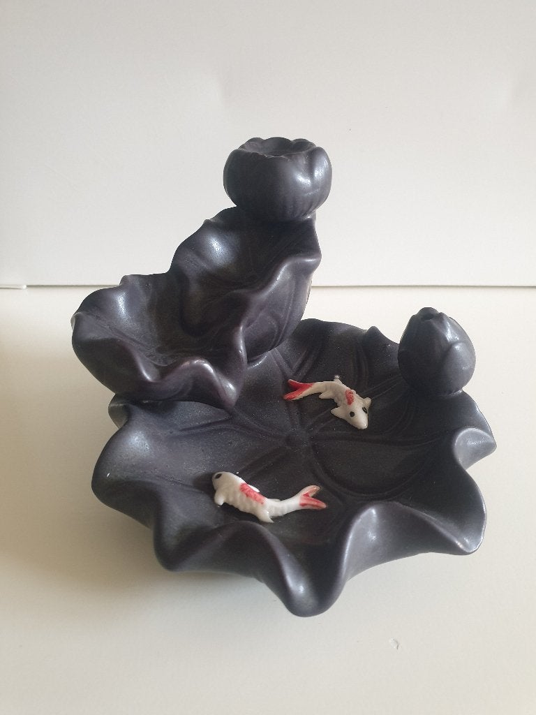 Nieuw Wierook houder / Wierook houder met Koi Karpers, Kunststof, Zwart, Overige typen, Nieuw