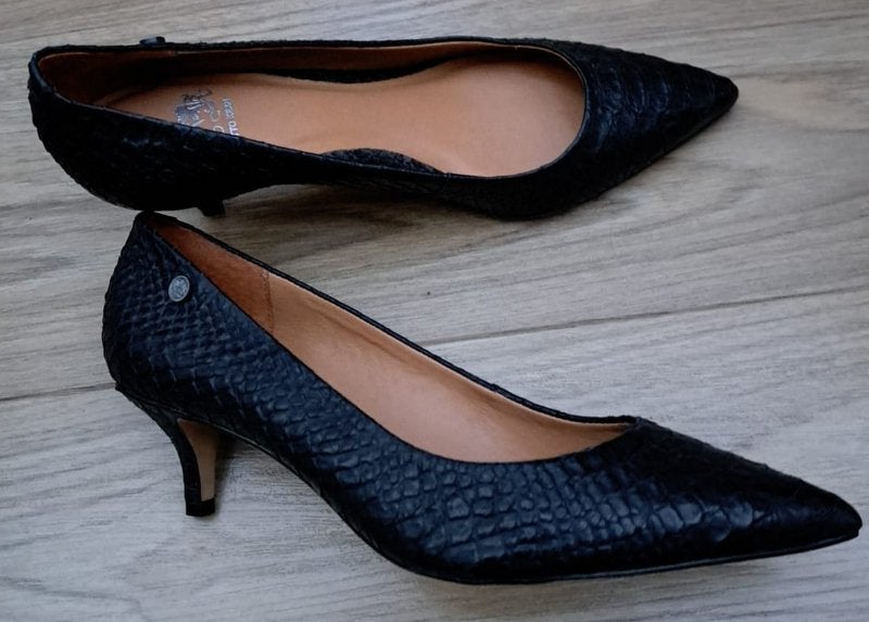Otto Kern mooie kalfslederen zwarte pumps nieuw python print, Pumps, Zwart, Otto Kern, Ophalen of Verzenden