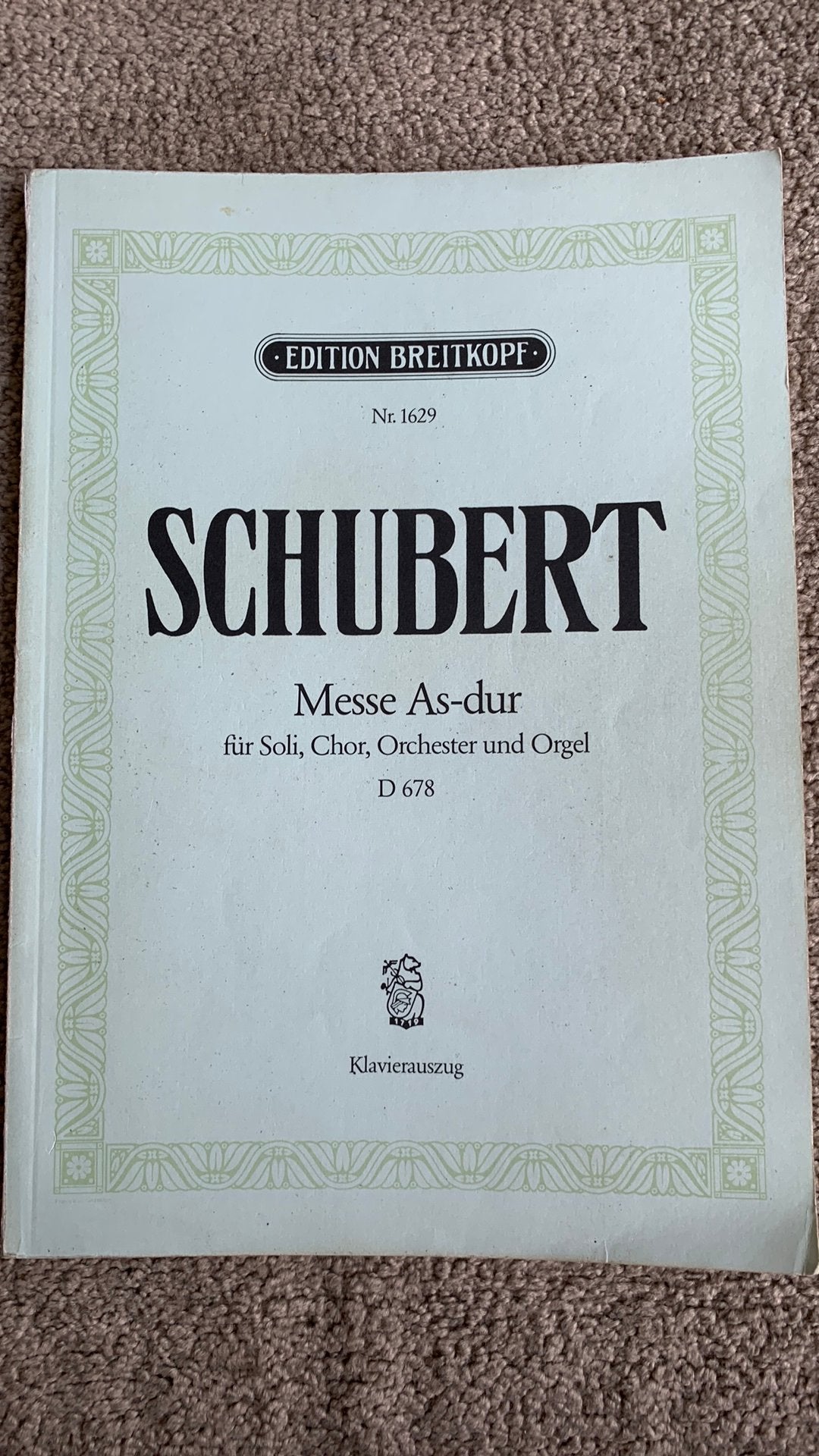 Schubert Messe As-dur D678 klavierauszug, Klassiek, Ophalen of Verzenden, Zo goed als nieuw, Artiest of Componist