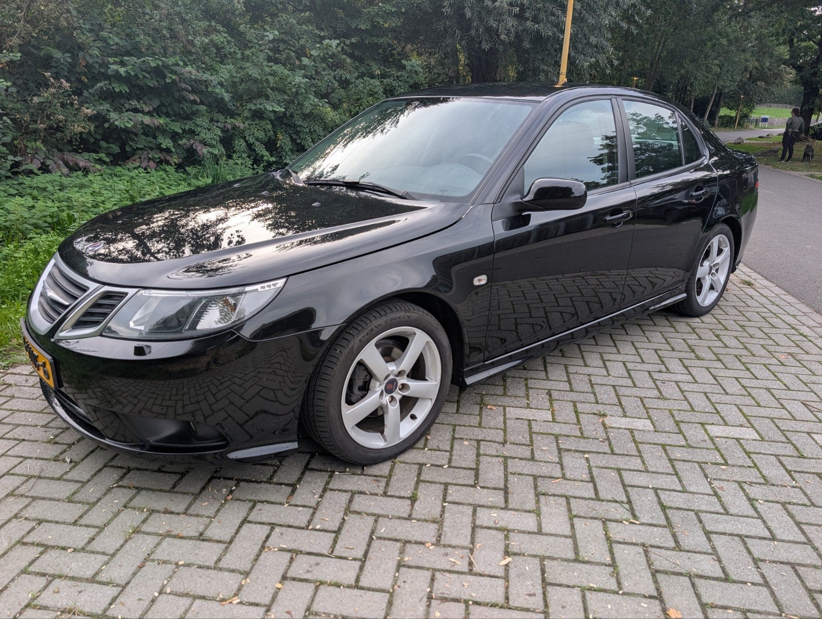 Saab 9-3 1.8 T Sport Sedan 2009 Zwart NAP, Zwart, 4 cilinders, Leder en Stof, Zwart