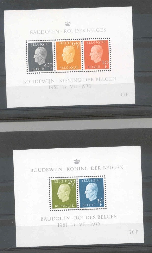 België 1976 Blokken Koning Boudewijn **, Koninklijk huis, Orginele gom, Ophalen of Verzenden, Postfris