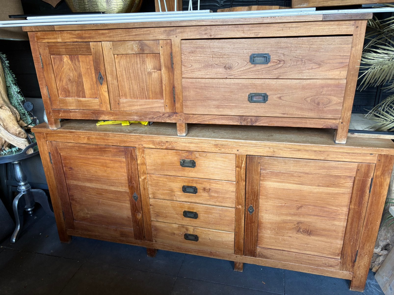 Teak houten tv kast en dressoir kast, Ophalen, Gebruikt, 150 tot 200 cm, Teakhout