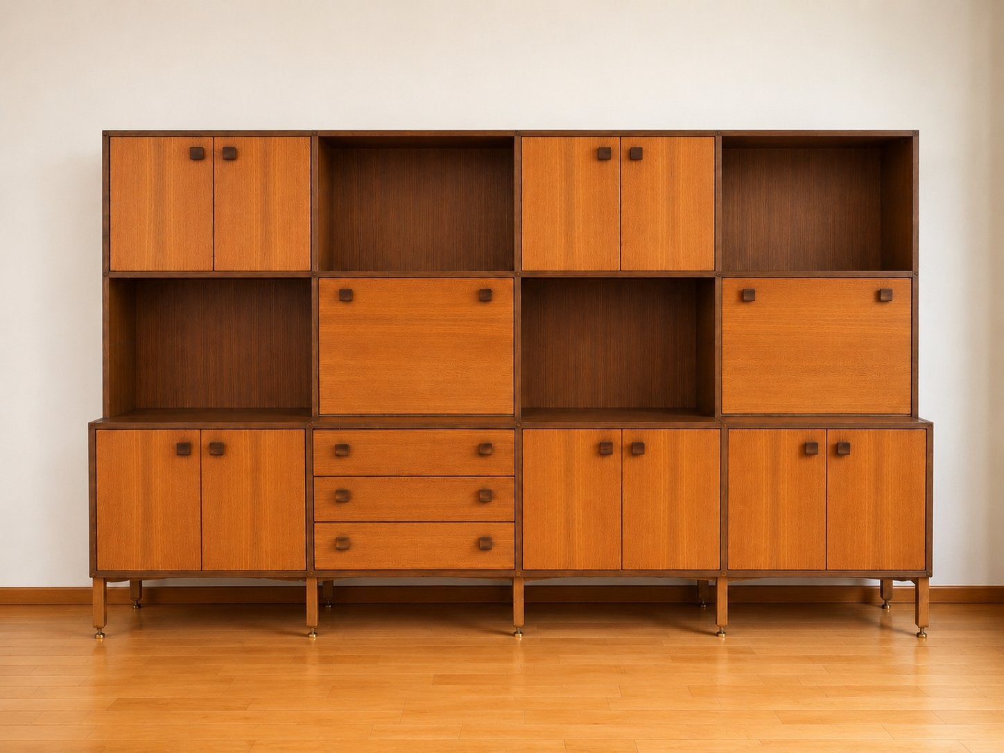Top Form teak wandkast 308 cm Mid Century Design Jaren 60/70, --, 200 cm of meer, Ophalen of Verzenden, Zo goed als nieuw