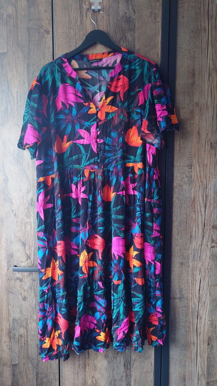 Katoenen jurk met bloemenprint - Maat 50, Ophalen of Verzenden, Zo goed als nieuw, Maat 46/48 (XL) of groter, Meerkleurig