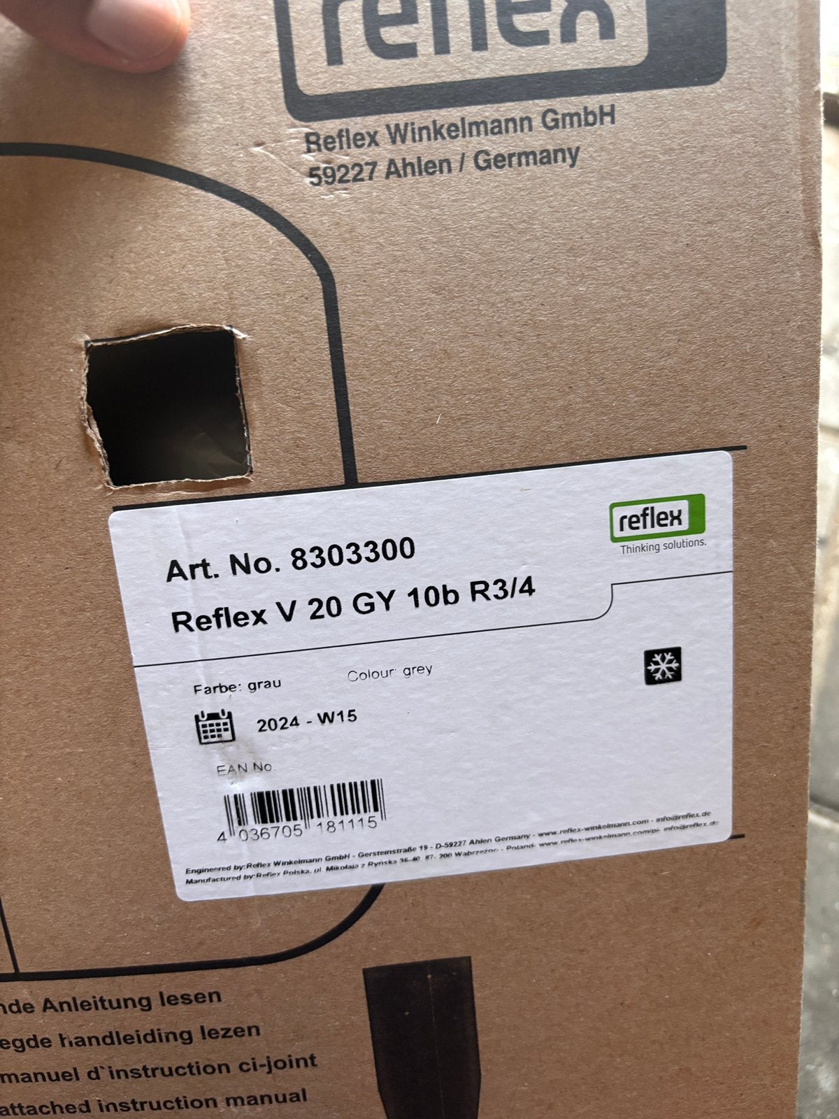 Reflex V 20 GY 20L expansievat 10 bar, Ophalen, Zo goed als nieuw