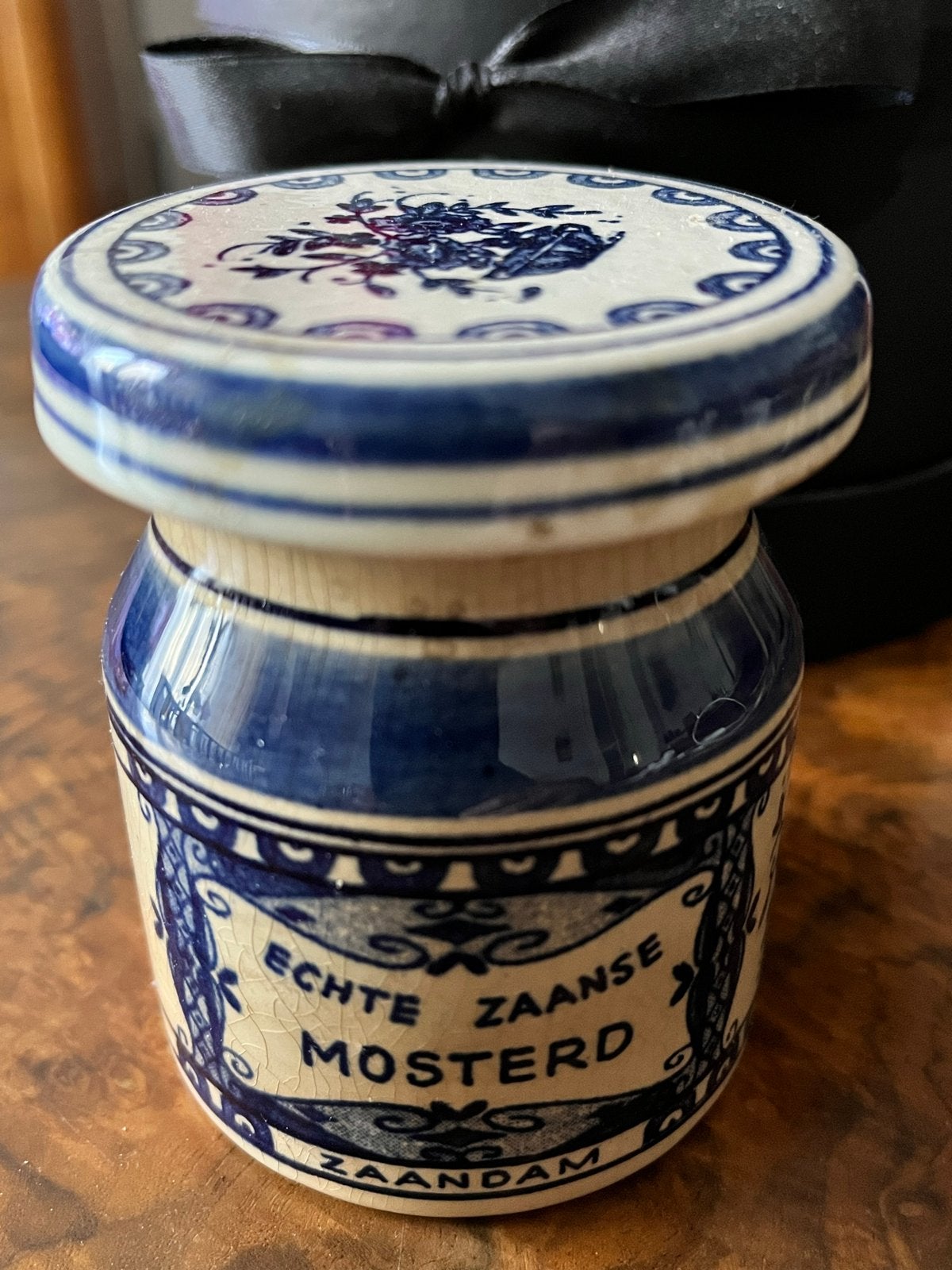 Vintage Delfts Blauw Mosterdpotje met Deksel, Ophalen of Verzenden