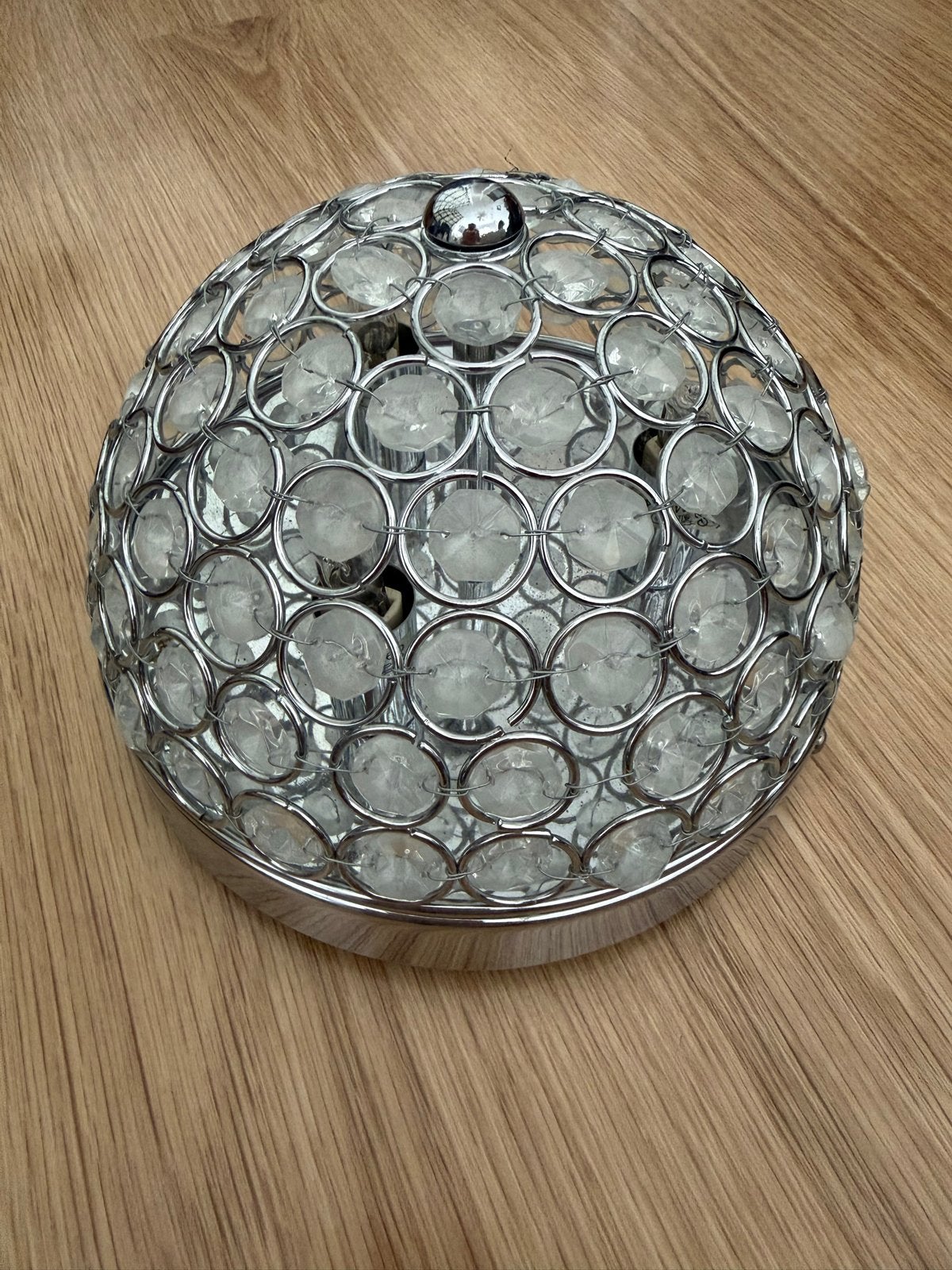 Moderne Plafondlamp met Kristallen - Zilverkleurig, Huis en Inrichting, Lampen | Plafondlampen, Zilver, Modern, Ophalen of Verzenden