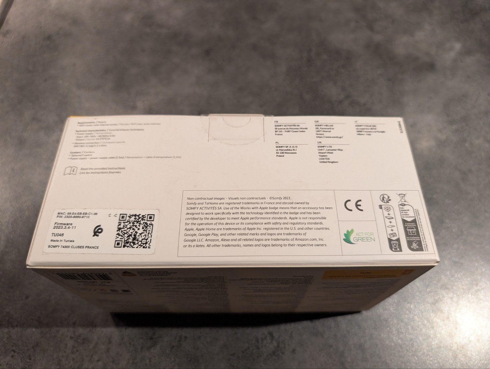 Somfy TaHoma switch nieuw, Minder dan 100 cm, Wit, Nieuw, Ophalen of Verzenden