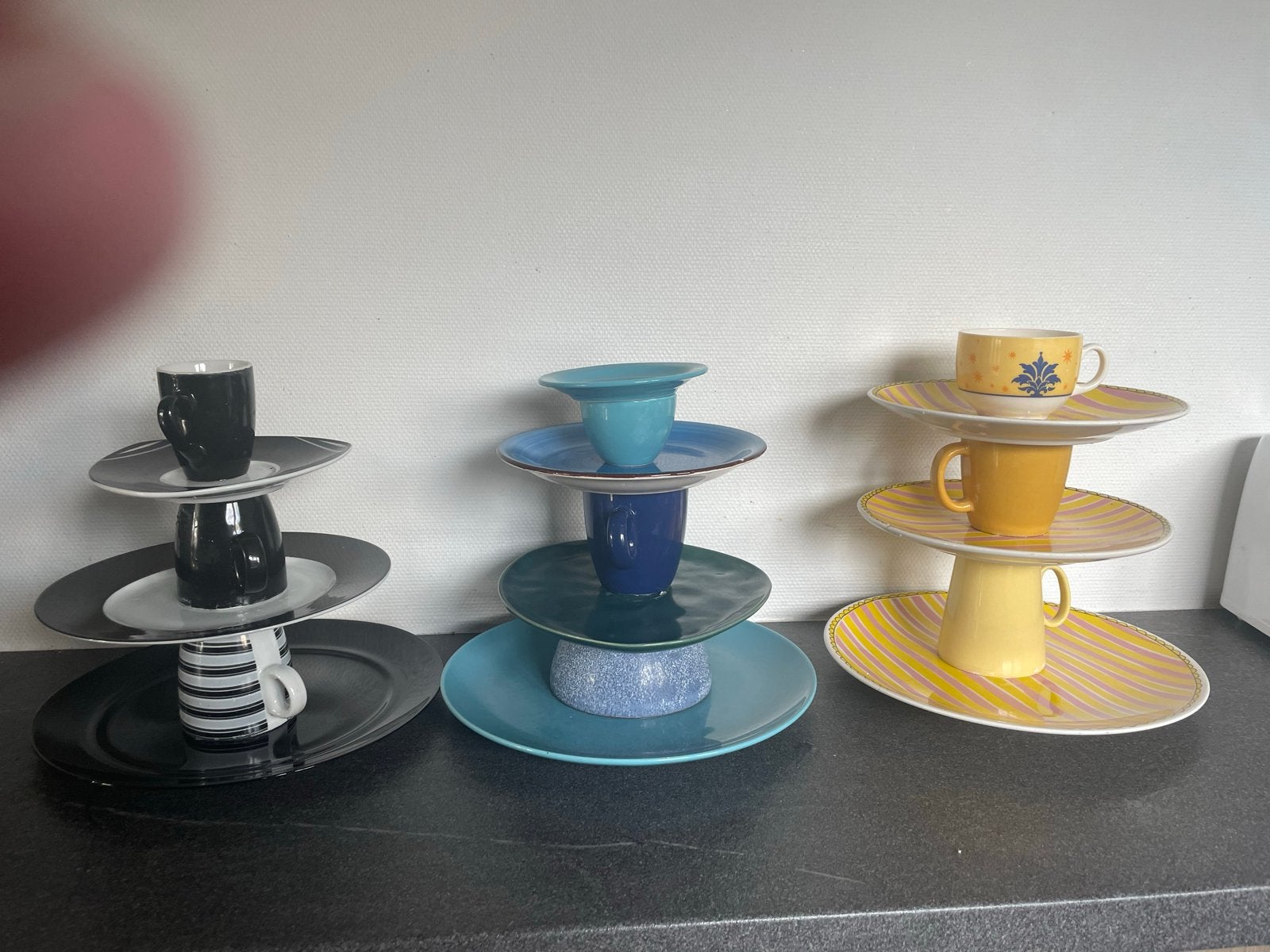 Leuke etagères voor een feestje - set van 3, Ophalen of Verzenden, Gebruikt, Etagère, Steen/keramiek