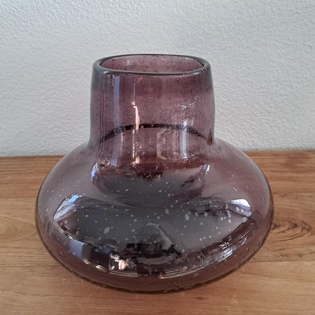 Vintage glazen paarse luchtbellen vaas bollenvaas, Ophalen of Verzenden, Zo goed als nieuw, Overige kleuren, Glas