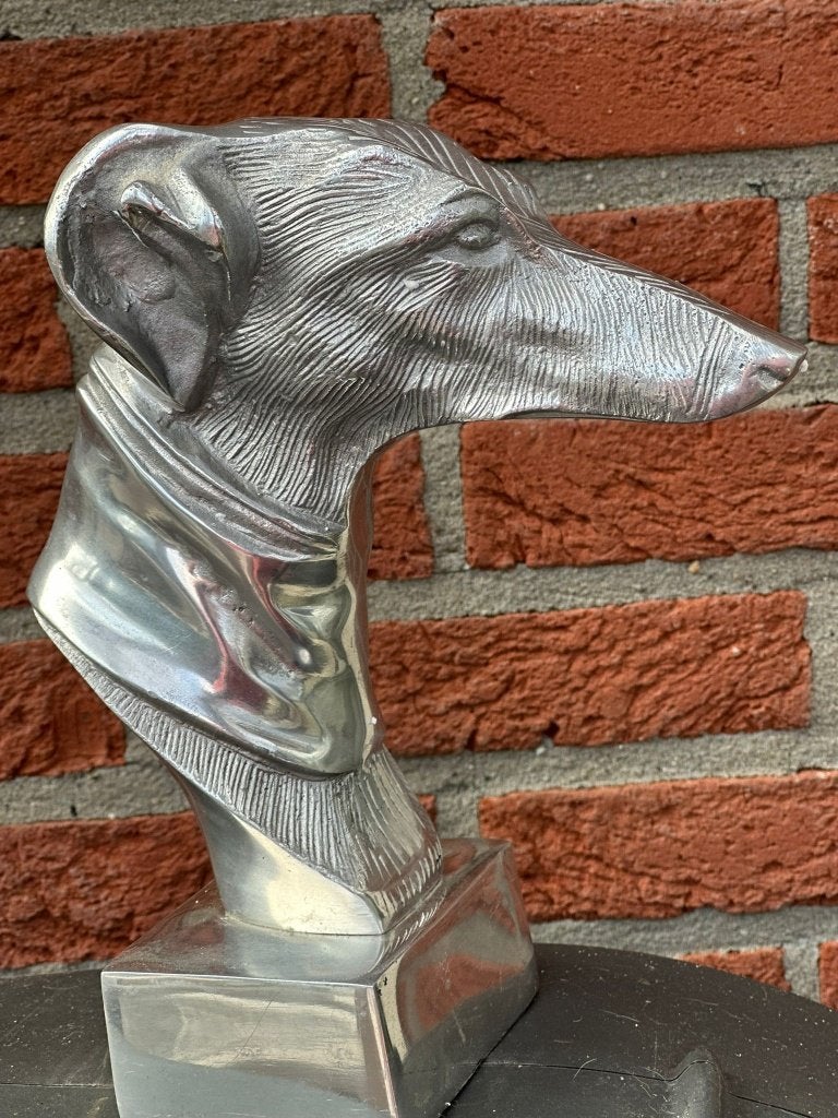 whippet windhond greyhound kop beeld aluminium, Ophalen of Verzenden