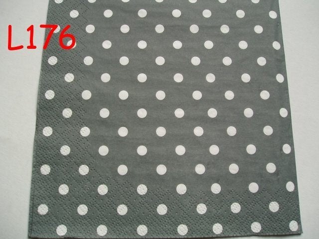 OPRUIMING servetten decoupage - polkadot grijs L176 – 8x, Verzenden, Nieuw