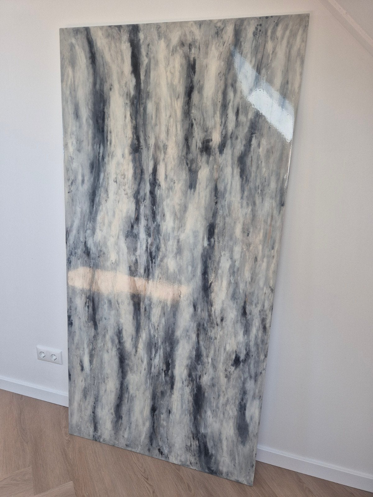 Handgemaakt eettafelblad van hout en epoxy (90x180cm), Ophalen, 50 tot 100 cm, Zo goed als nieuw, 150 tot 200 cm