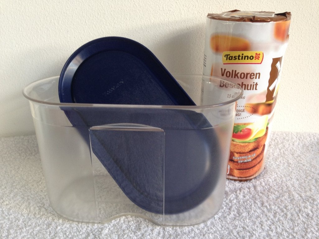 💙Vintage Tupperware Beschuitbus/ Trommel Indigo Blauw., Gebruikt, Bewaardoos, Luchtdicht, Verzenden
