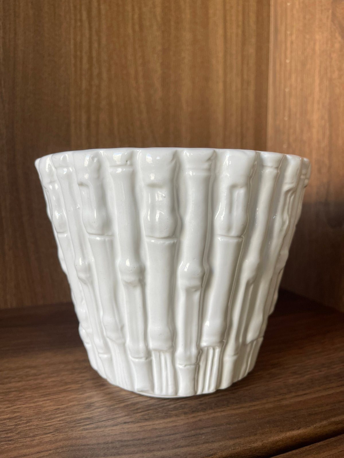 Prachtige Vintage Italiaanse Bamboepot Hollywood Regency, Gebruikt, Rond, Ophalen of Verzenden, Aardewerk