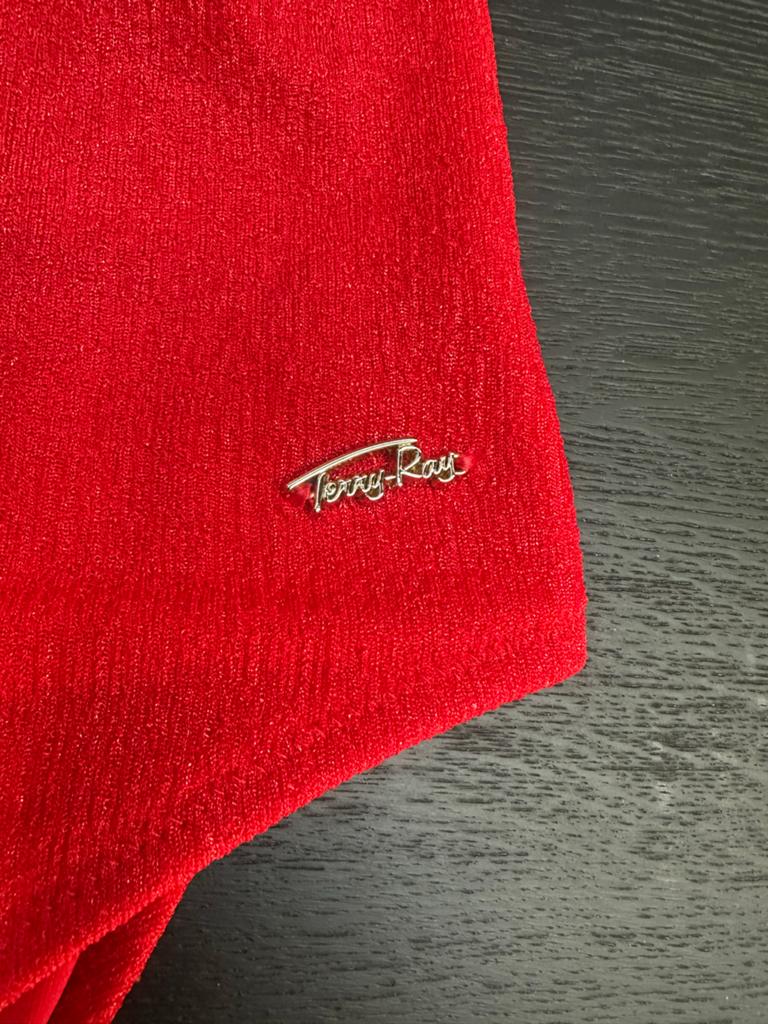 Terry Ray Strapless Badpak met Pareo - Subtiel Glittertje, Ophalen of Verzenden, Zo goed als nieuw, Rood, Badpak