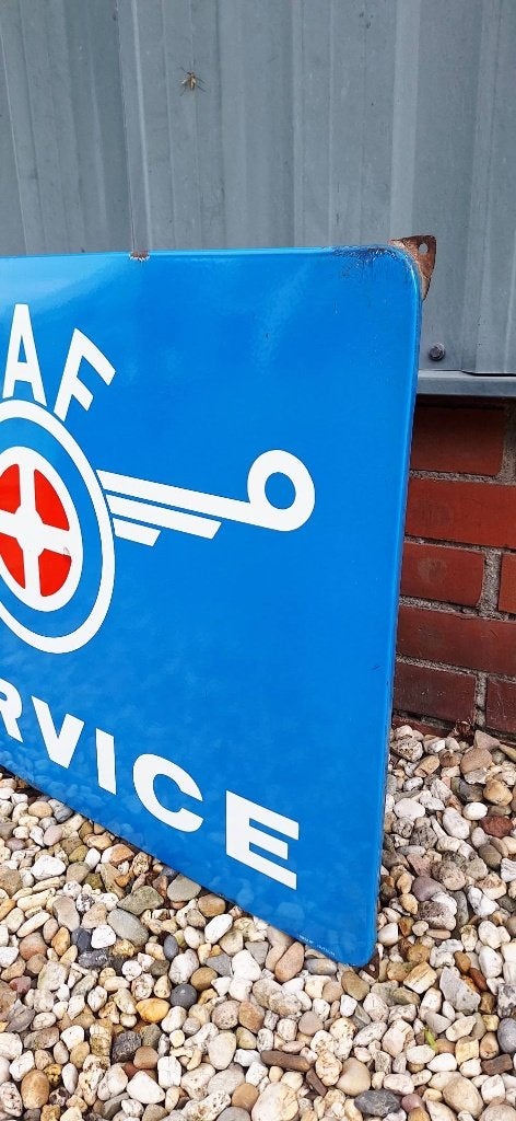 Groot emaille bord DAF SERVICE, 100% origineel & authentiek!, Ophalen, Reclamebord, Gebruikt, .