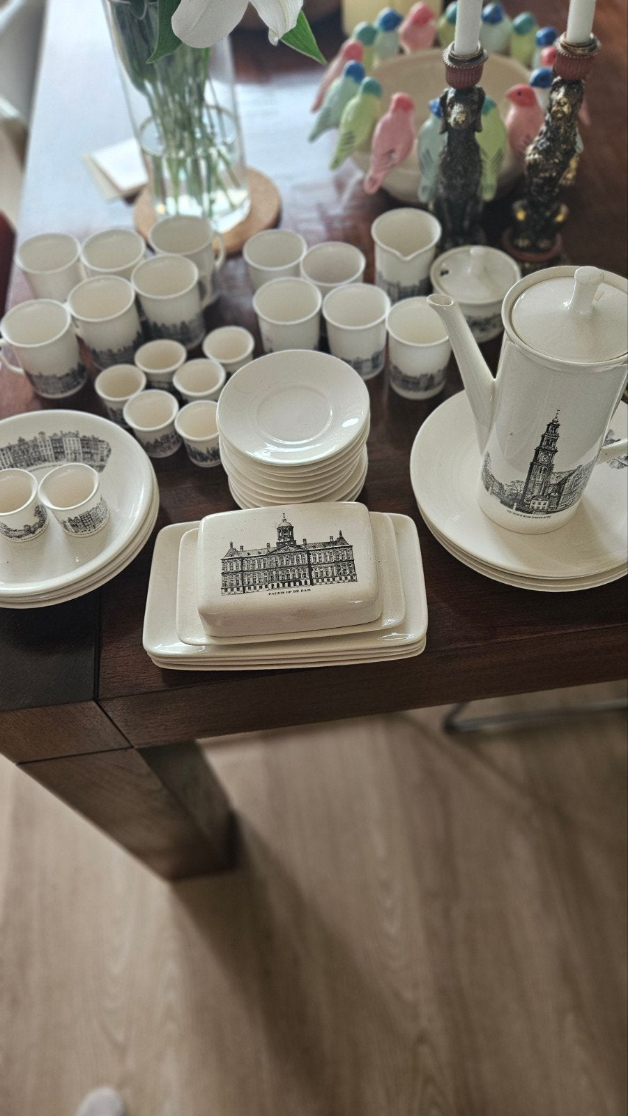 Vintage Amsterdams grachtenpand servies - Compleet set, Ophalen