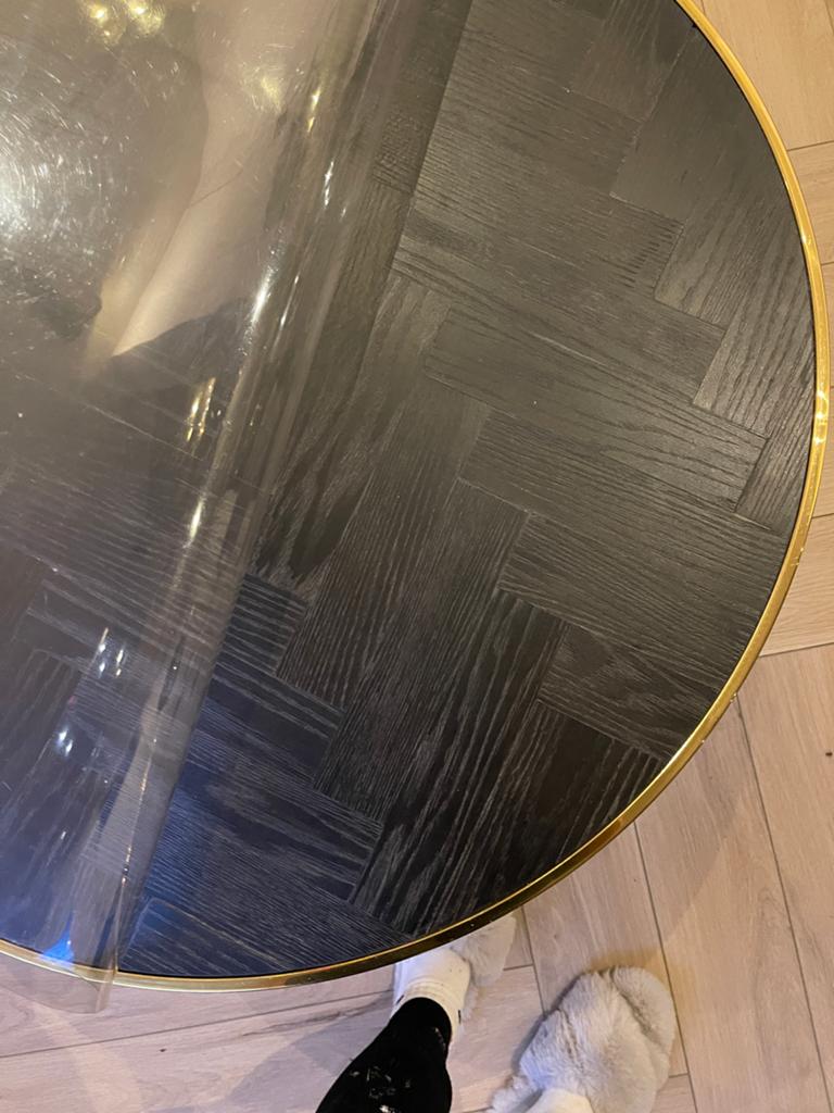 Salontafel set rond zwart met goud, Rond, Zo goed als nieuw, Metaal, Minder dan 50 cm